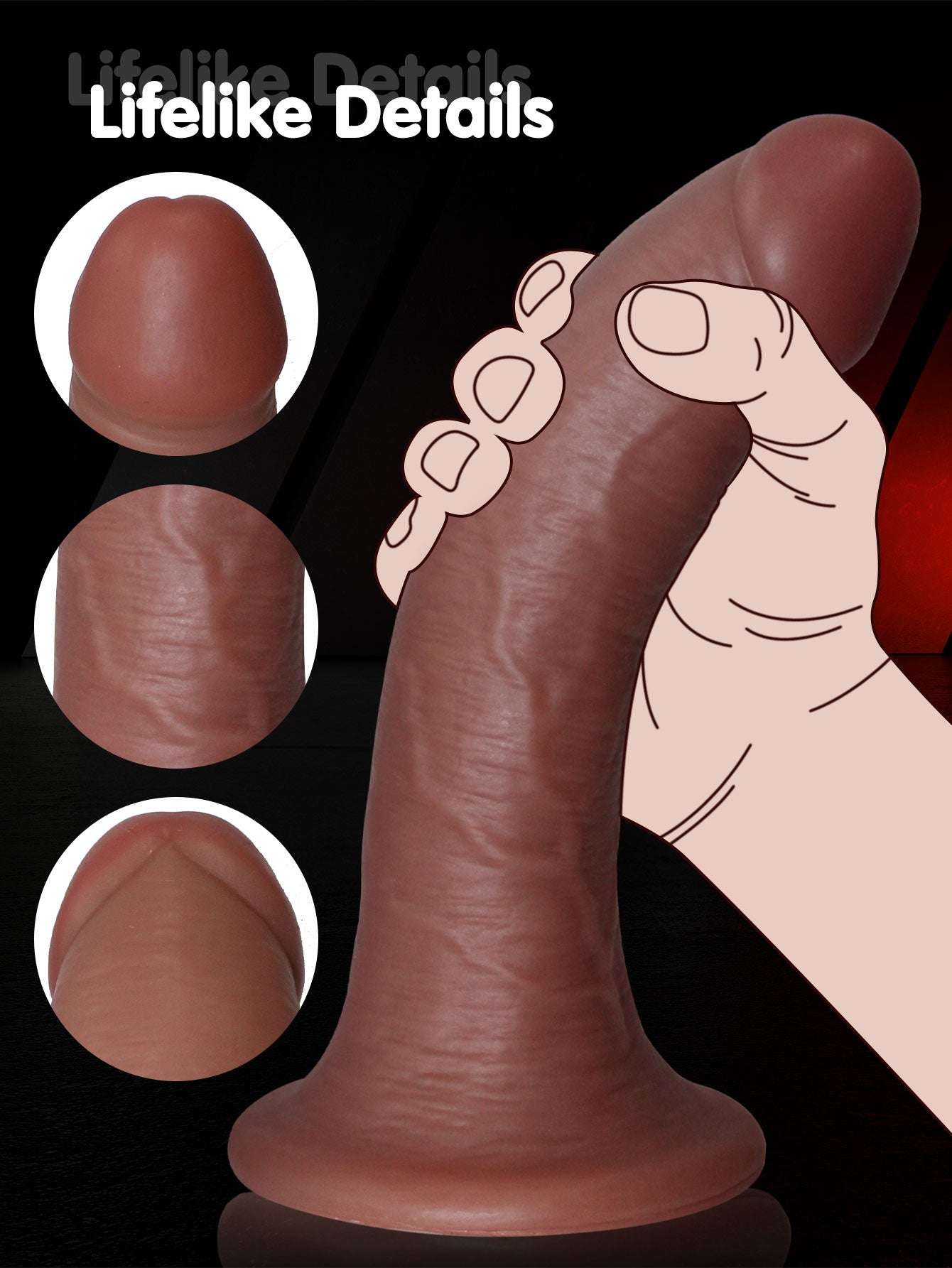 Realistic Suction Cup Dildos – Ebony Silicone Strapless Strap-on Anal Sex Toy