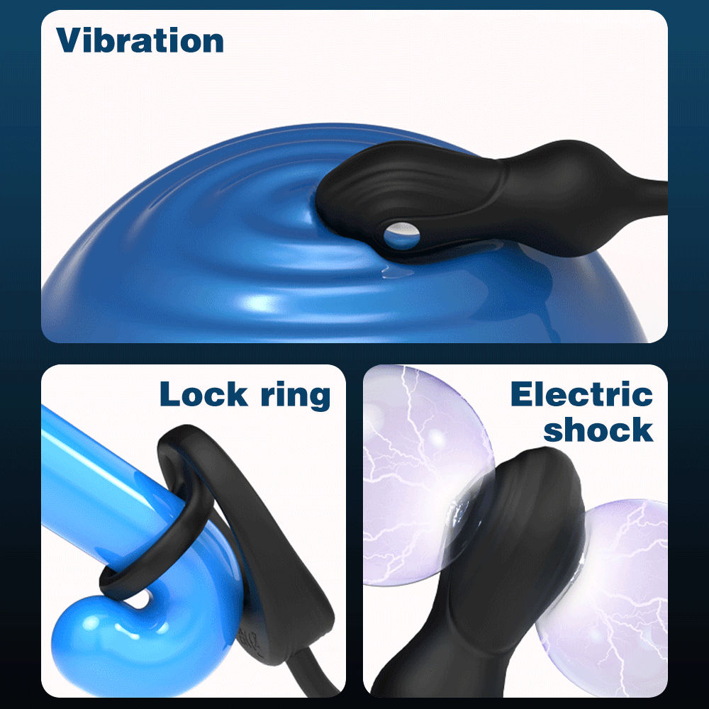 Remote Control Vibrating Cock Ring & Prostate Massager – Electro-Stimulation Male Sex Toys