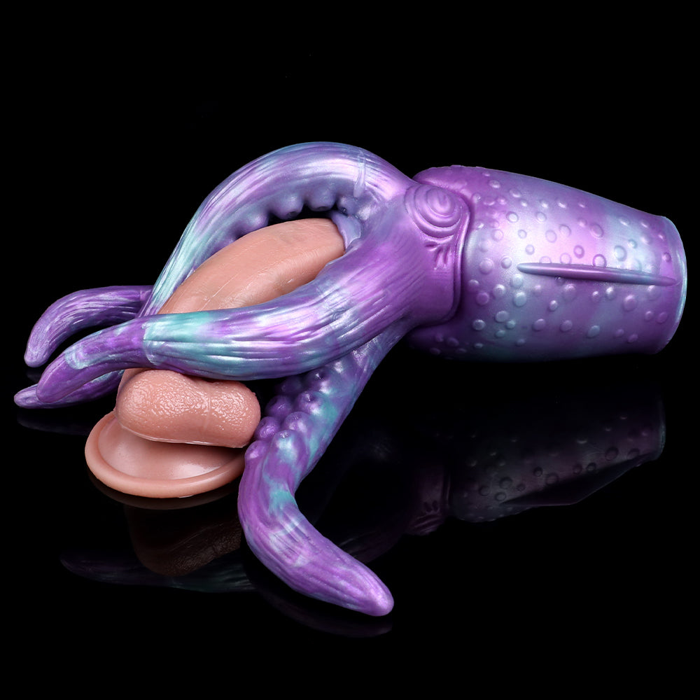 Consolador de bolsillo con tentáculos vaginales de doble acción: copa de masturbación suave con forma de pulpo realista para hombres y parejas homosexuales.