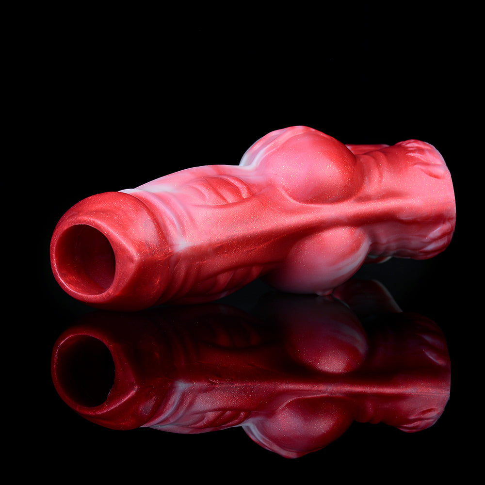 Semi-Enclosed 6-Inch Cock Sleeve– Realistic Silicone Penis Extender with Lifelike Texture
