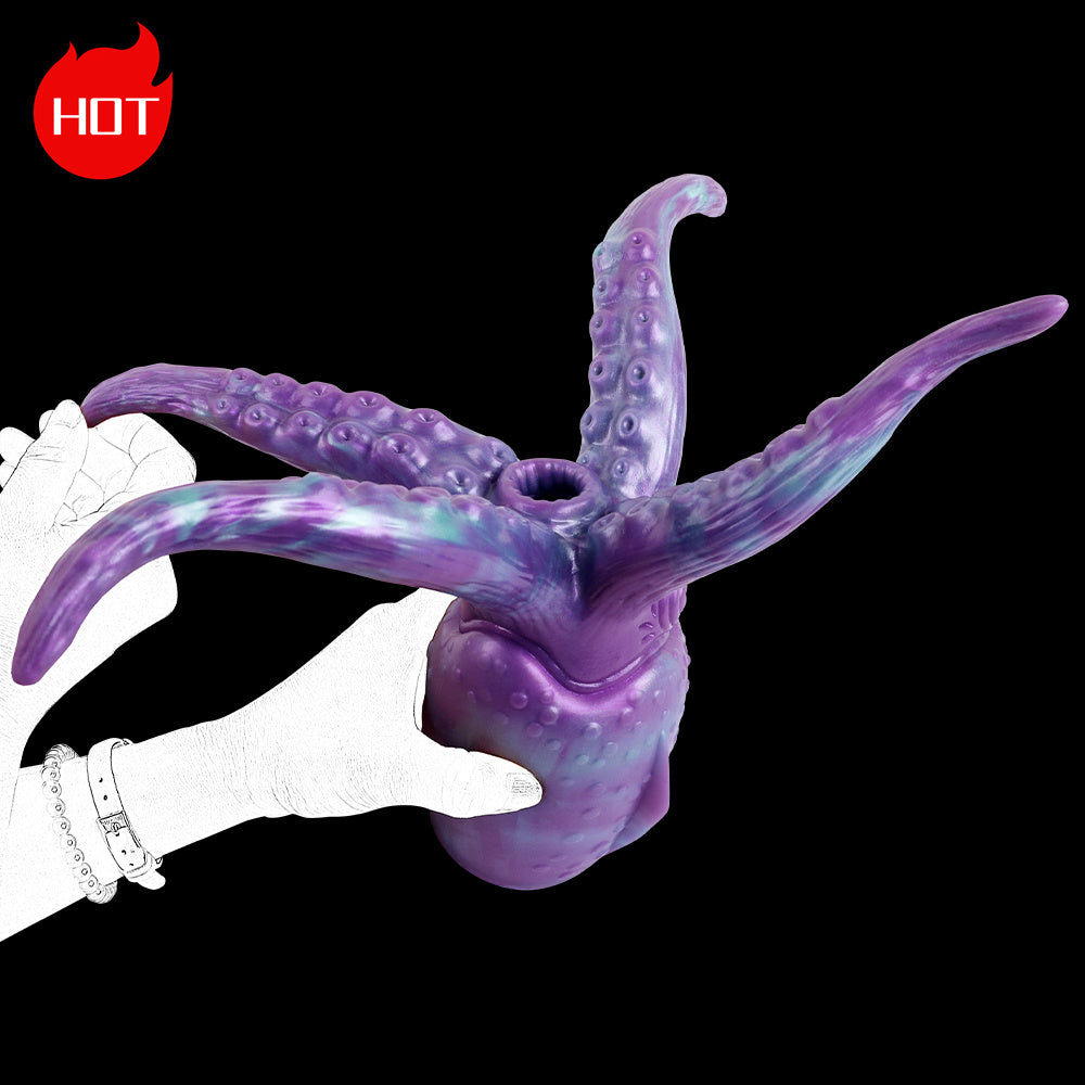 Consolador de bolsillo con tentáculos vaginales de doble acción: copa de masturbación suave con forma de pulpo realista para hombres y parejas homosexuales.