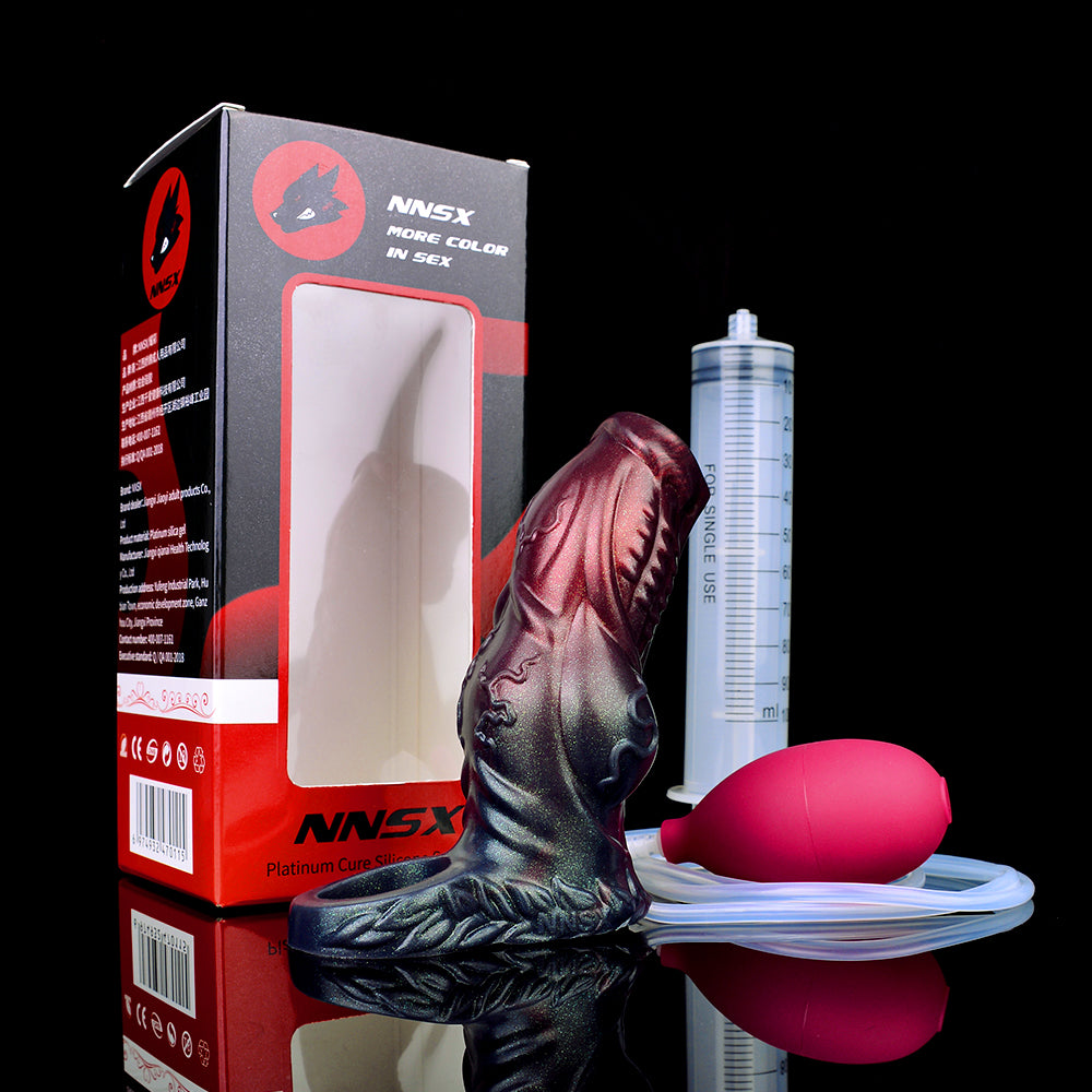 Squirting Penis Sleeve Male Sex Toys — Forced Orgasm Silicone 5.5 Inch Cock Extender