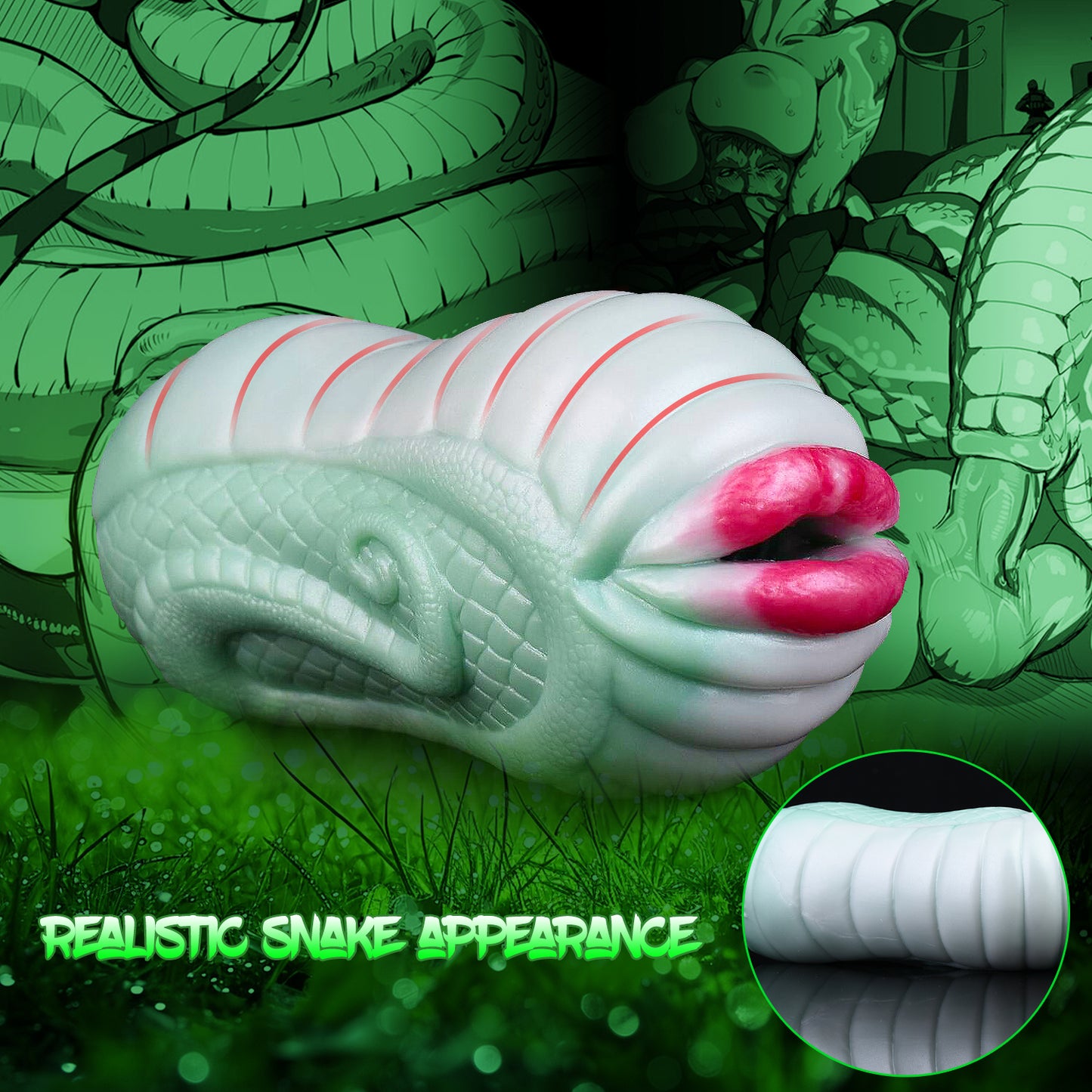 Masajeador de pene con forma de serpiente y vagina de bolsillo: masturbación masculina con forma de masturbador.