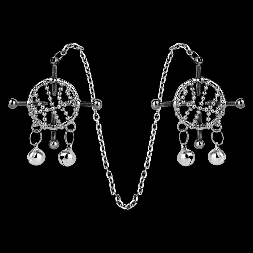 Metal Bell Nipple Clamps Bondage Kit – Extreme Restraints Forced Orgasm Sex Toys