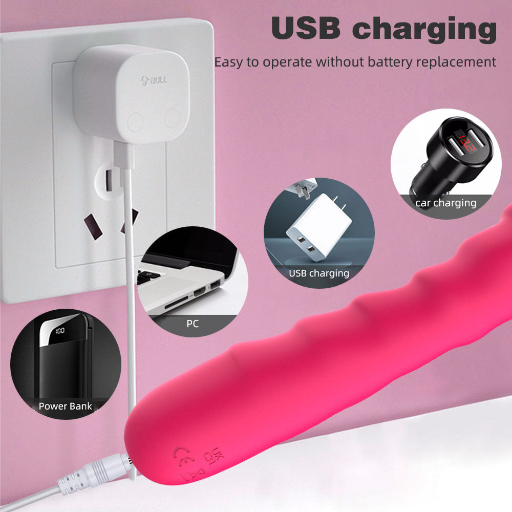 Thrusting Dildo Magic Wand –Magnetic Charging Vibrating Silicone Anal Sex Toys for Women