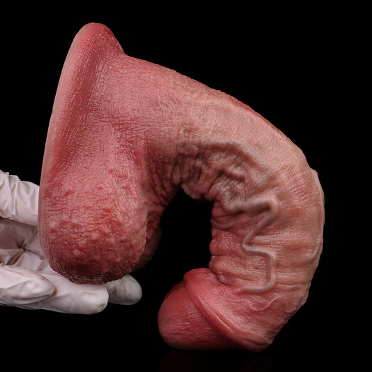 Consolador anal realista de silicona con textura de piel y ventosa: juguete sexual con control de inserción para mujeres