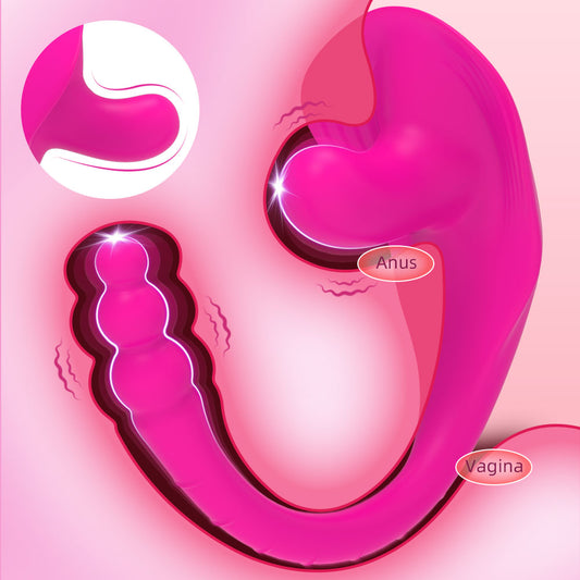 Vibrador anal vaginal de doble estimulación: masturbación femenina con empuje de silicona