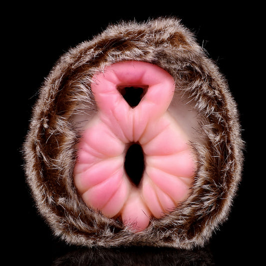 Vagina de bolsillo biónica realista de doble canal con diseño de león para masajeador de pene insertable, juguetes sexuales