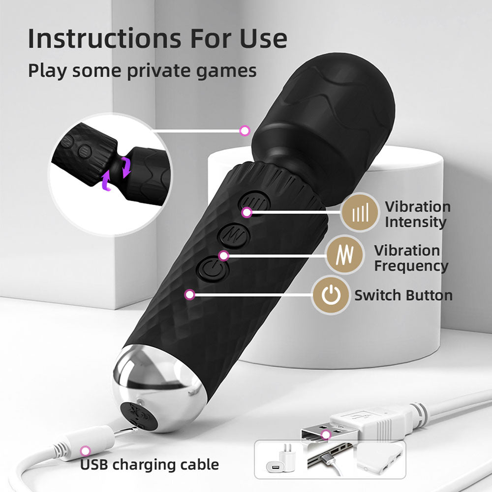 Waterproof Magic Wand Vibrator –Diamond-Shaped Clit Stimulator Sex Toys for Women