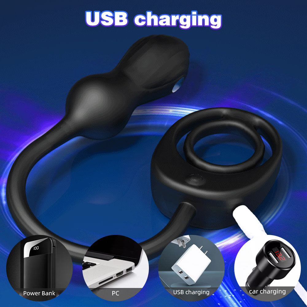 Remote Control Vibrating Cock Ring & Prostate Massager – Electro-Stimulation Male Sex Toys