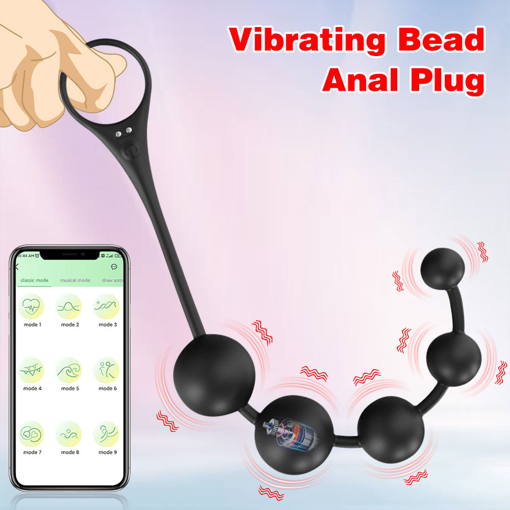 Anal Beaded Butt Plug - App Controlled Vibrator Sex Toys for Men Women