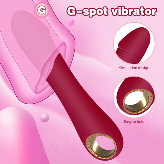 Consolador multianal vibrador para punto G – Silicona roja, juguete sexual para masturbación femenina