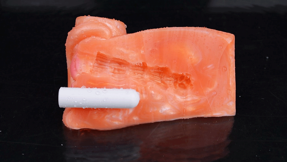 Masajeador de pene masculino con vagina de silicona de fantasía de gato naranja - Copa de masturbación para mamadas de milf