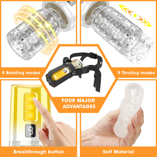 Masturbador inteligente totalmente automático: vibradores para masaje de pene con manos libres.