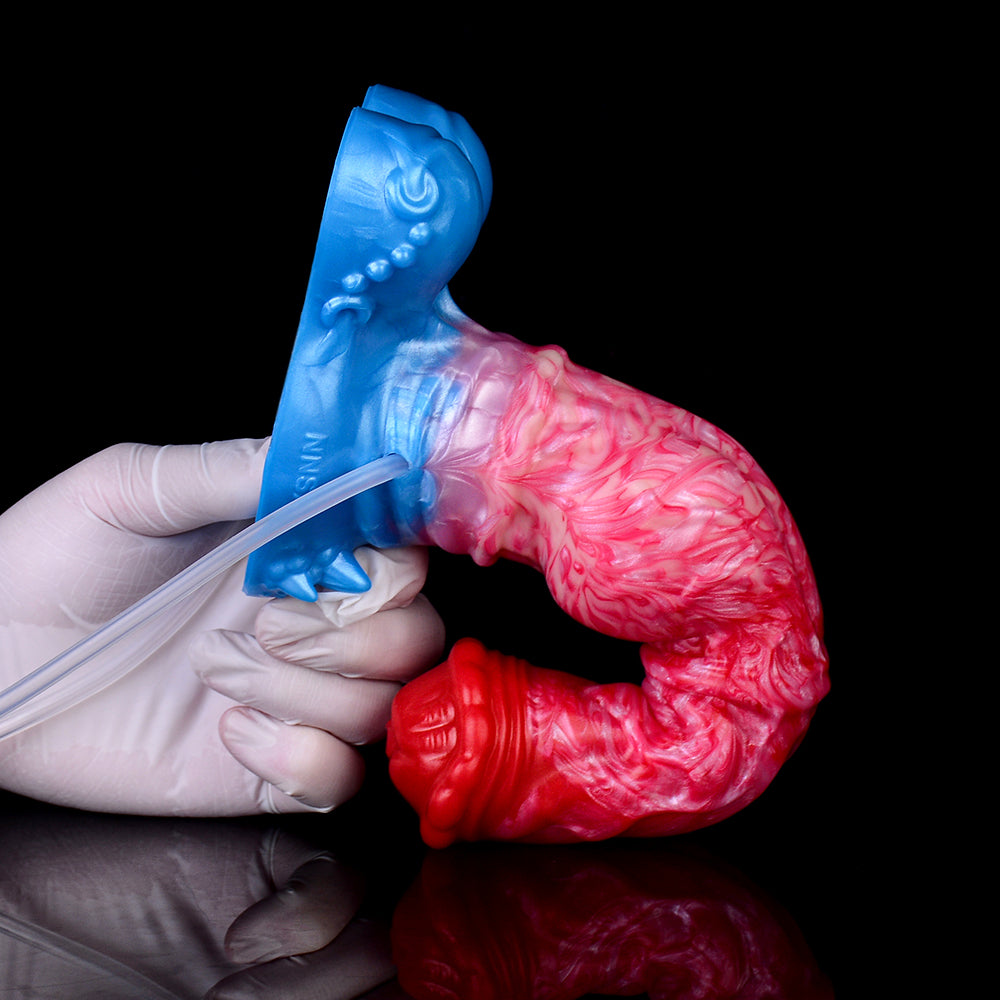 Inflating Squirting Dildo With Giant Testicle Base-Stimulation G-Spot Female Masturbation