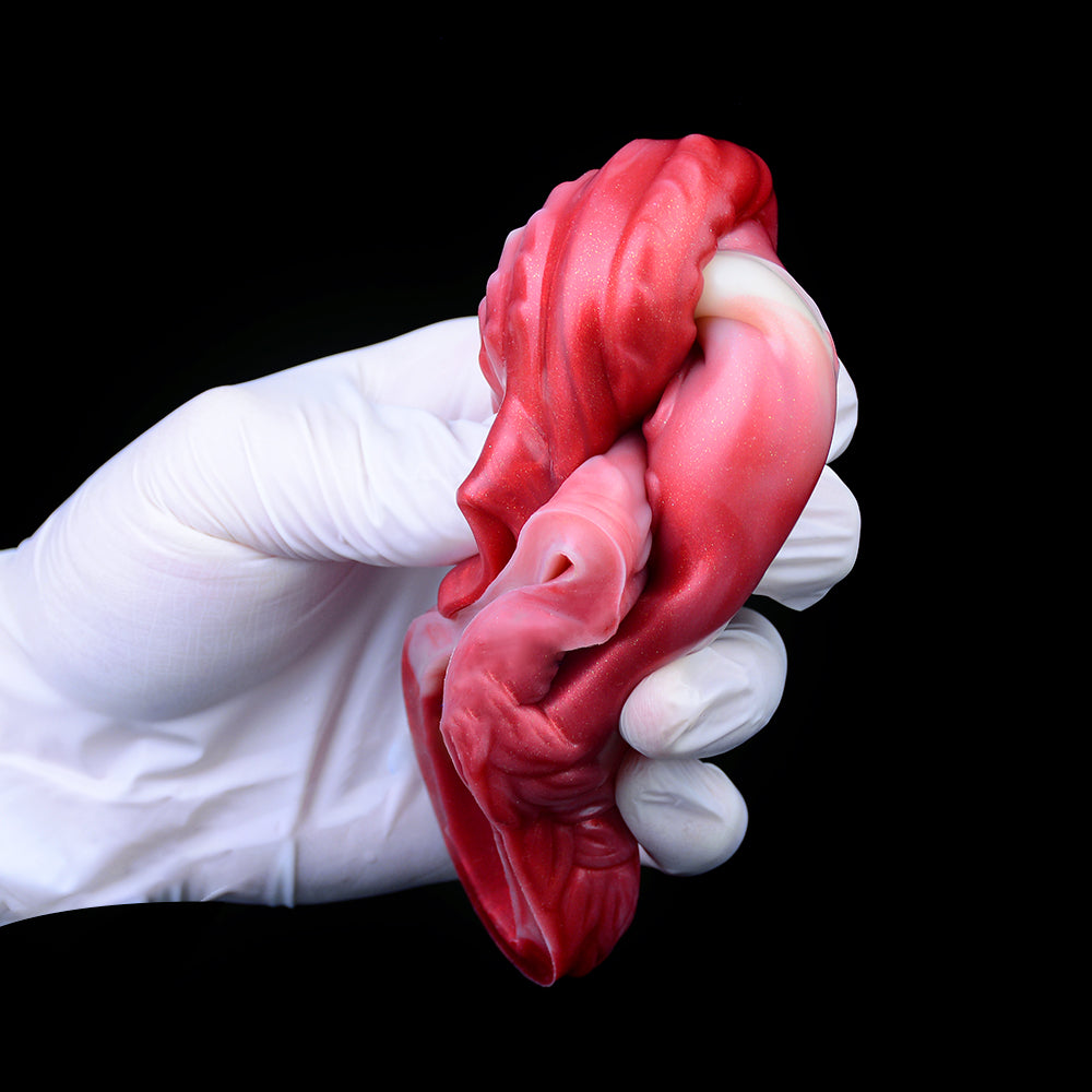 Funda Fantasy Cock para hombres: potenciador de silicona rojo sangre para un alivio suave de la erección