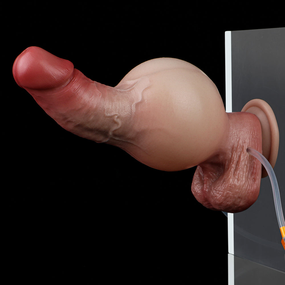 Consolador inflable con chorro de agua, de artesanía detallada: estimulación versátil para el placer lésbico.