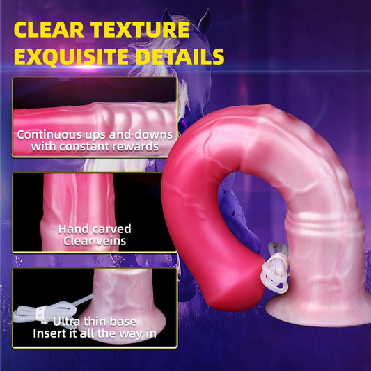 Fantasía de eyaculación femenina con pene de caballo rosa: eyaculación simulada para la masturbación vaginal femenina