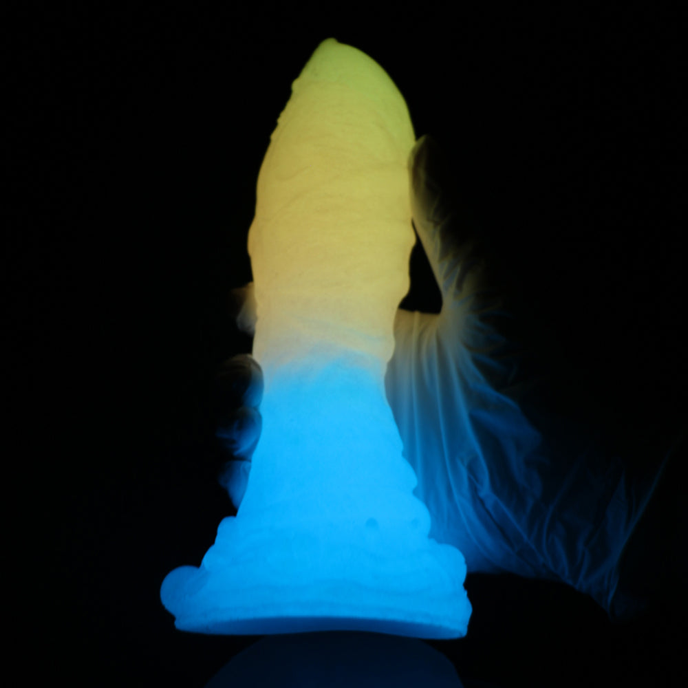Fantasy Suction Cup Dildos –Luminous Rainbow Silicone Anal Butt Plug Women Sex Toys