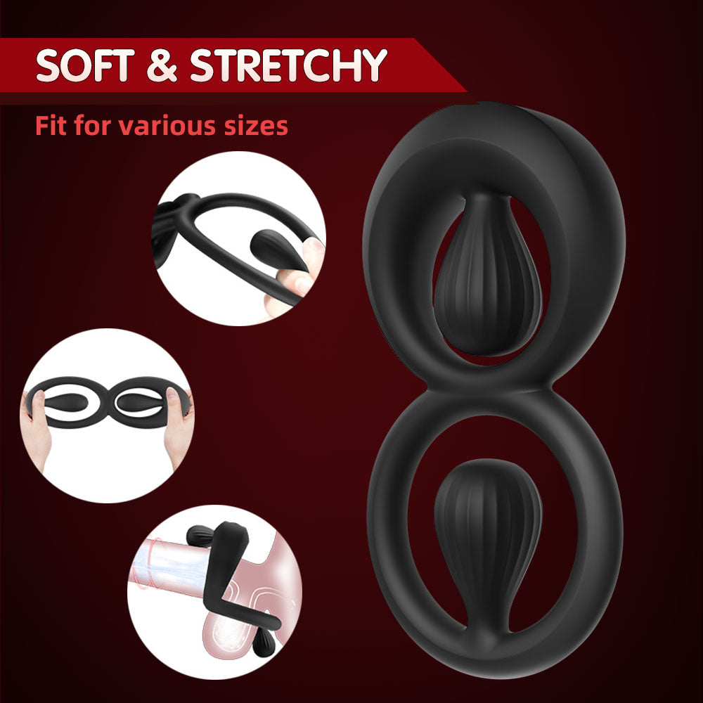 Penis Massage Vibrating Cock Ring-Dual Stimulation & Endurance Booster Sex Game
