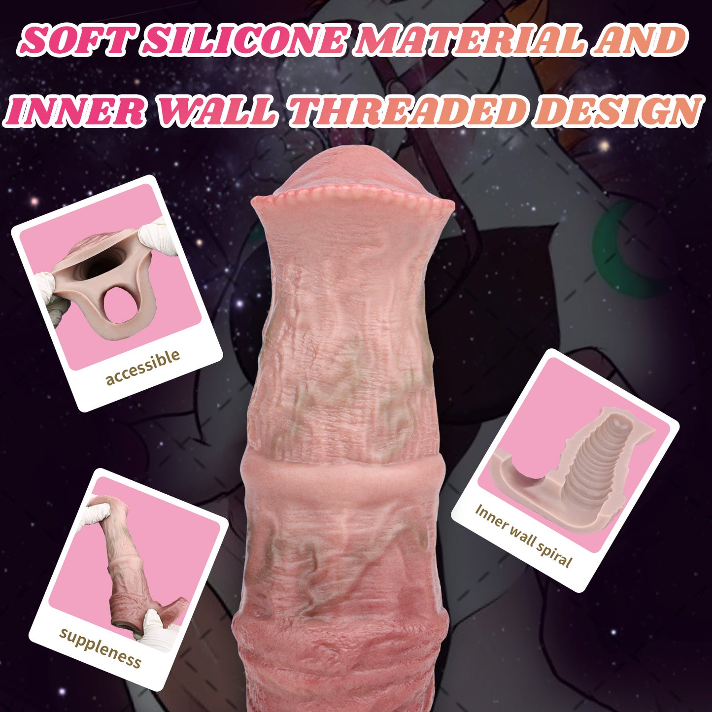 Realistische, verdickende Penishülle aus Silikon – Sexspielzeug zur Verzögerung der männlichen Verbesserung