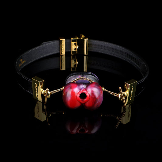 Mordaza de bola realista con diseño de genitales femeninos: libera tus deseos BDSM