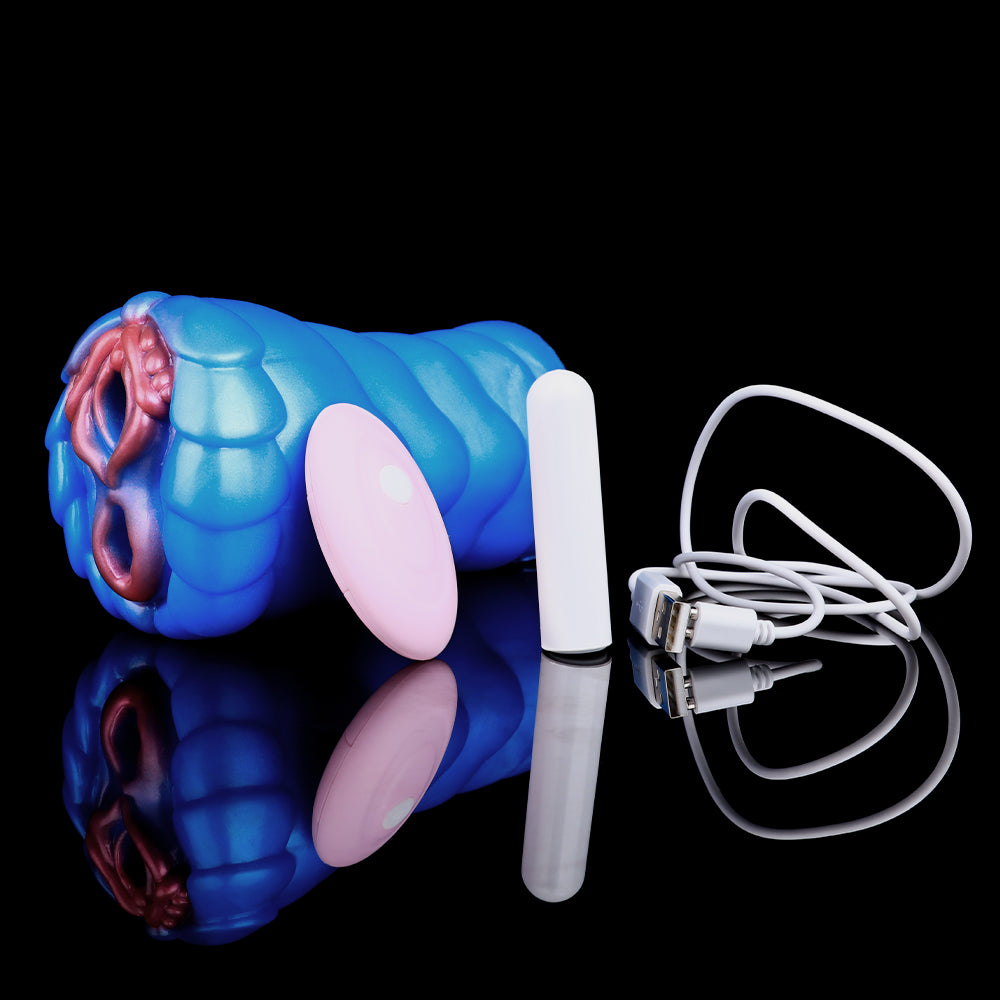 Insectoid Fantasy Vibrating Pocket Pussy — Spiral Silicone Masturbation Cup Shell
