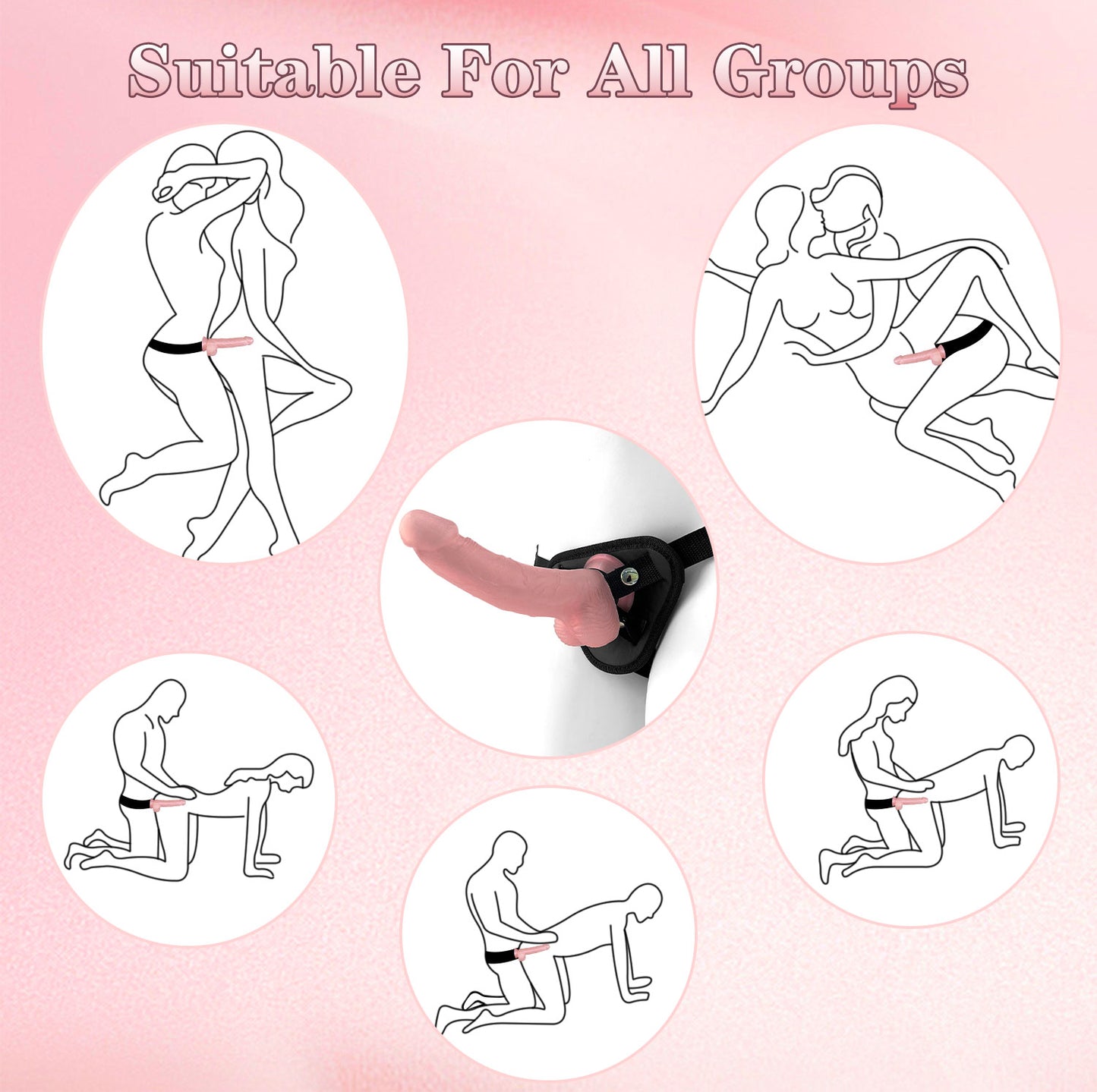 Strap On Realistic Dildo Butt Plug- Pink Silicone Vaginal Masturbation Sex Toys for Women