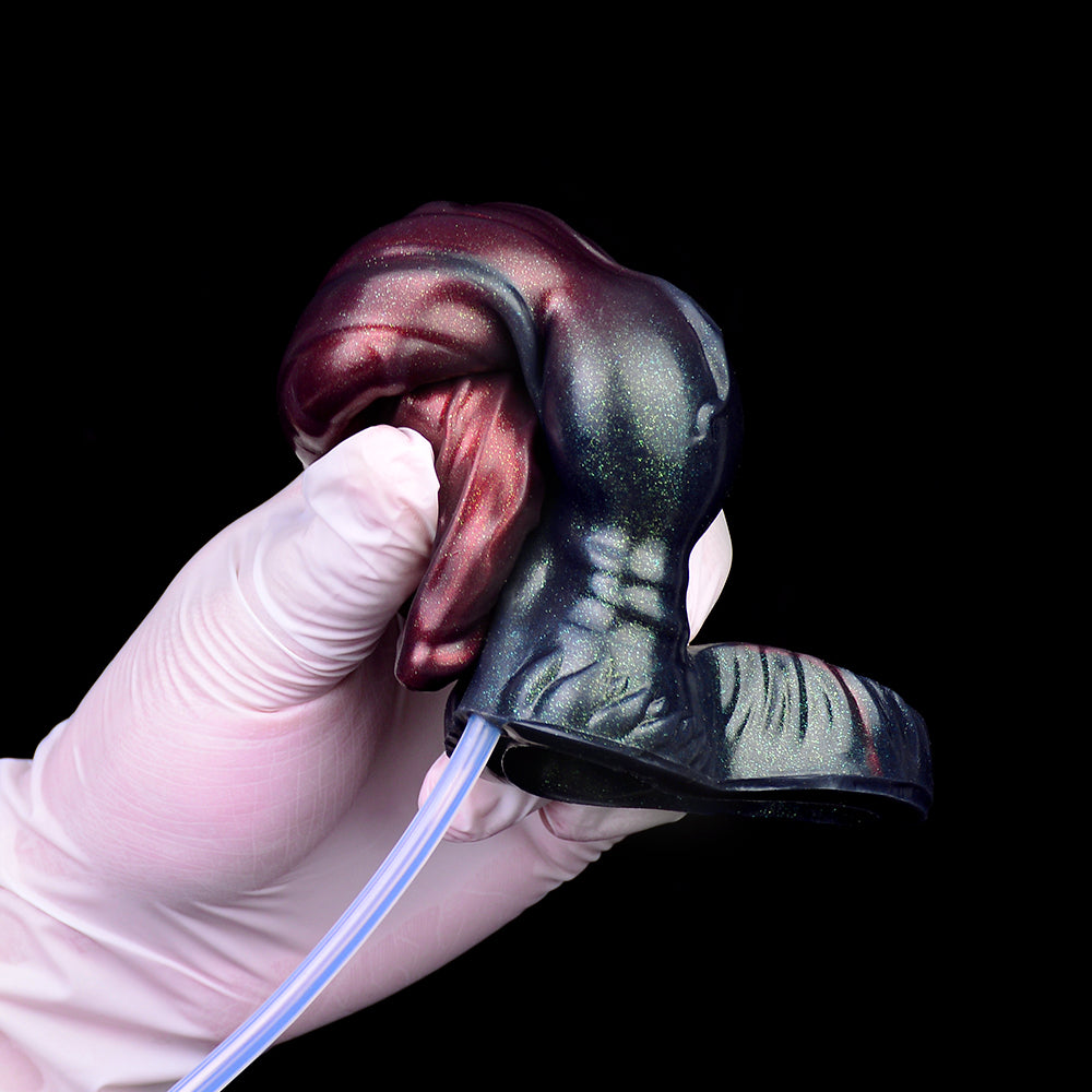 Squirting Dick Sleeve Penis Sheath — Deep Red Cock Extender Male Sex Toys