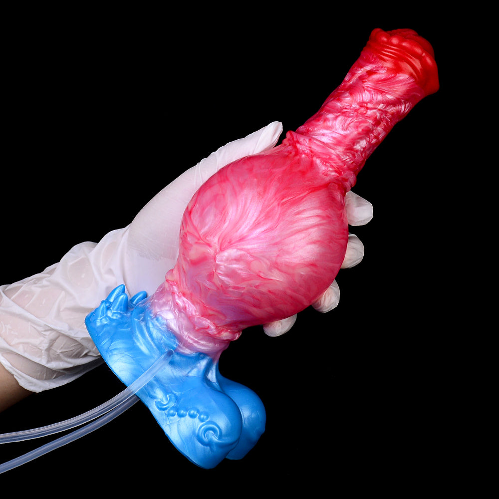 Inflating Squirting Dildo With Giant Testicle Base-Stimulation G-Spot Female Masturbation