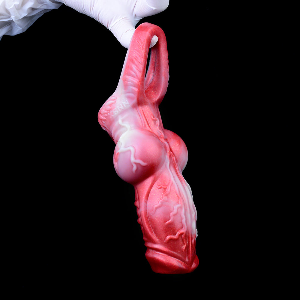 Semi-Enclosed 6-Inch Cock Sleeve– Realistic Silicone Penis Extender with Lifelike Texture