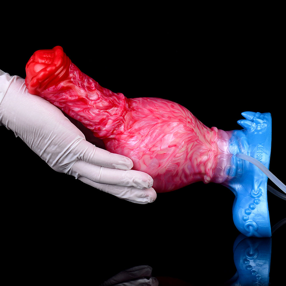 Inflating Squirting Dildo With Giant Testicle Base-Stimulation G-Spot Female Masturbation