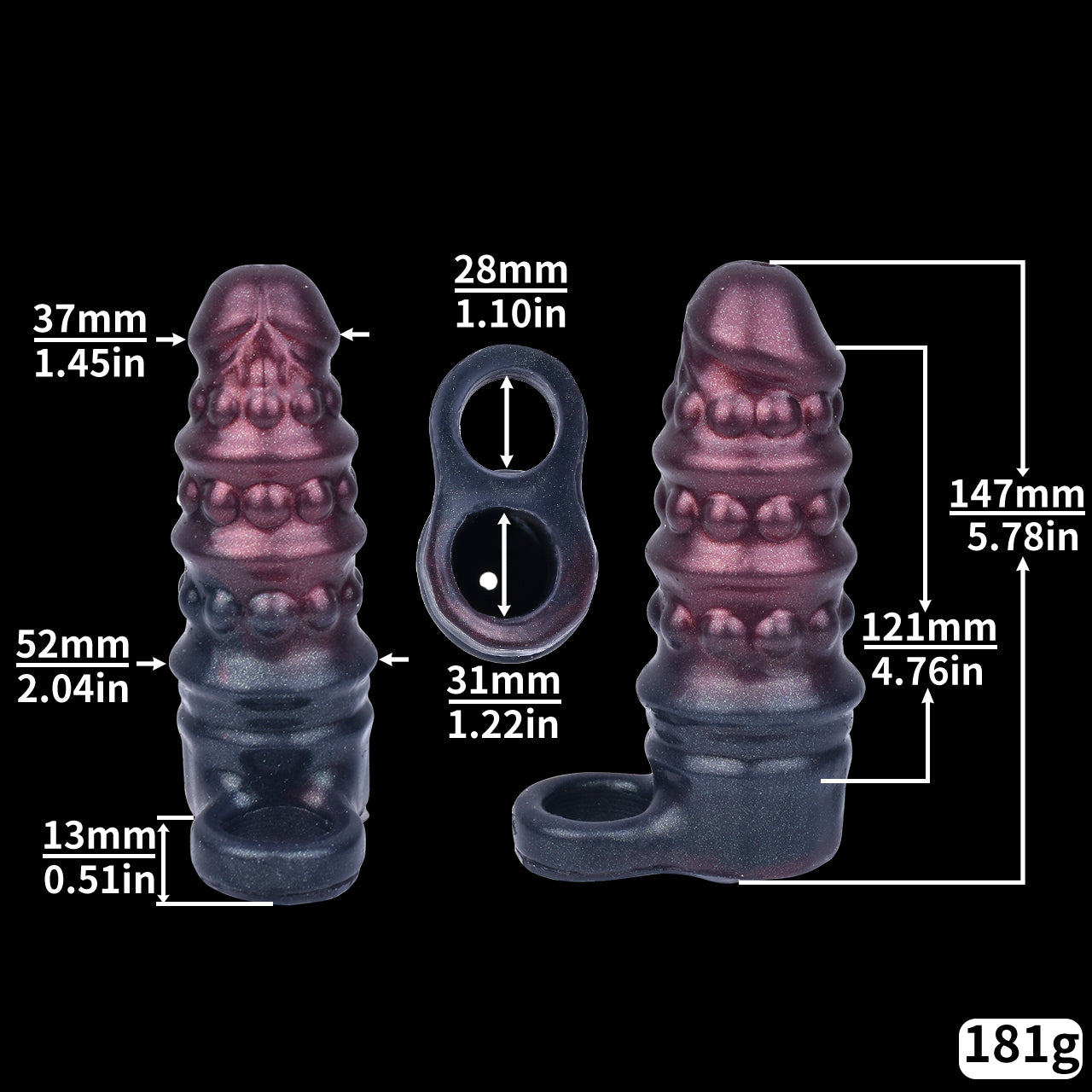Fantasy Dick Sleeve Sheath - Dual Stimulation with Spiral & Texture 5.5 inch Penis Sextoys