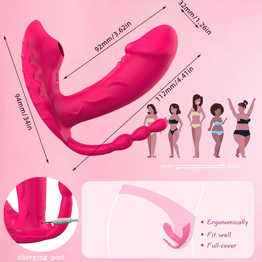 Consolador vibrante de coral con cola de cuentas: potenciador del placer de silicona con doble estimulación