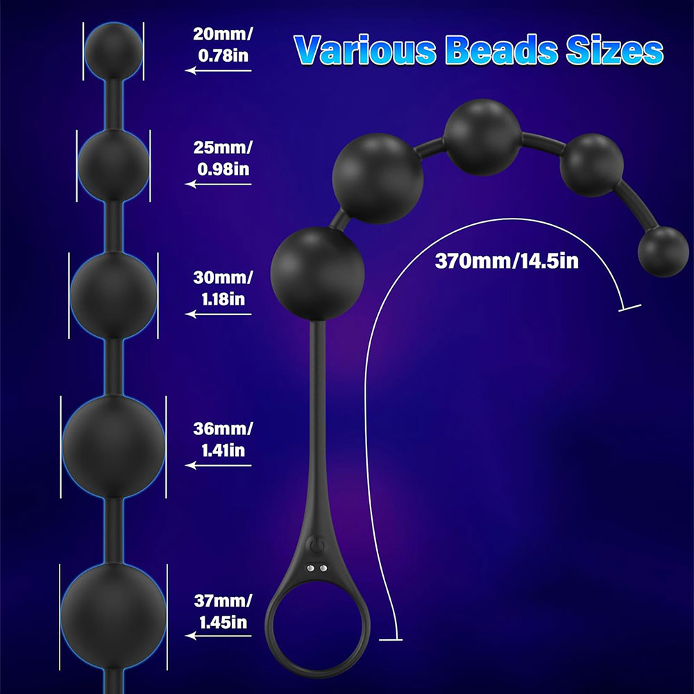 Anal Beaded Butt Plug - App Controlled Vibrator Sex Toys for Men Women