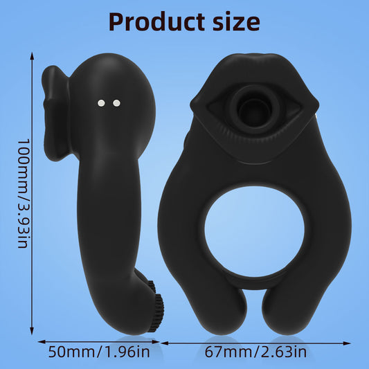 Anillo de silicona para pene con succión de clítoris: juguetes sexuales para parejas con estimulación multipunto