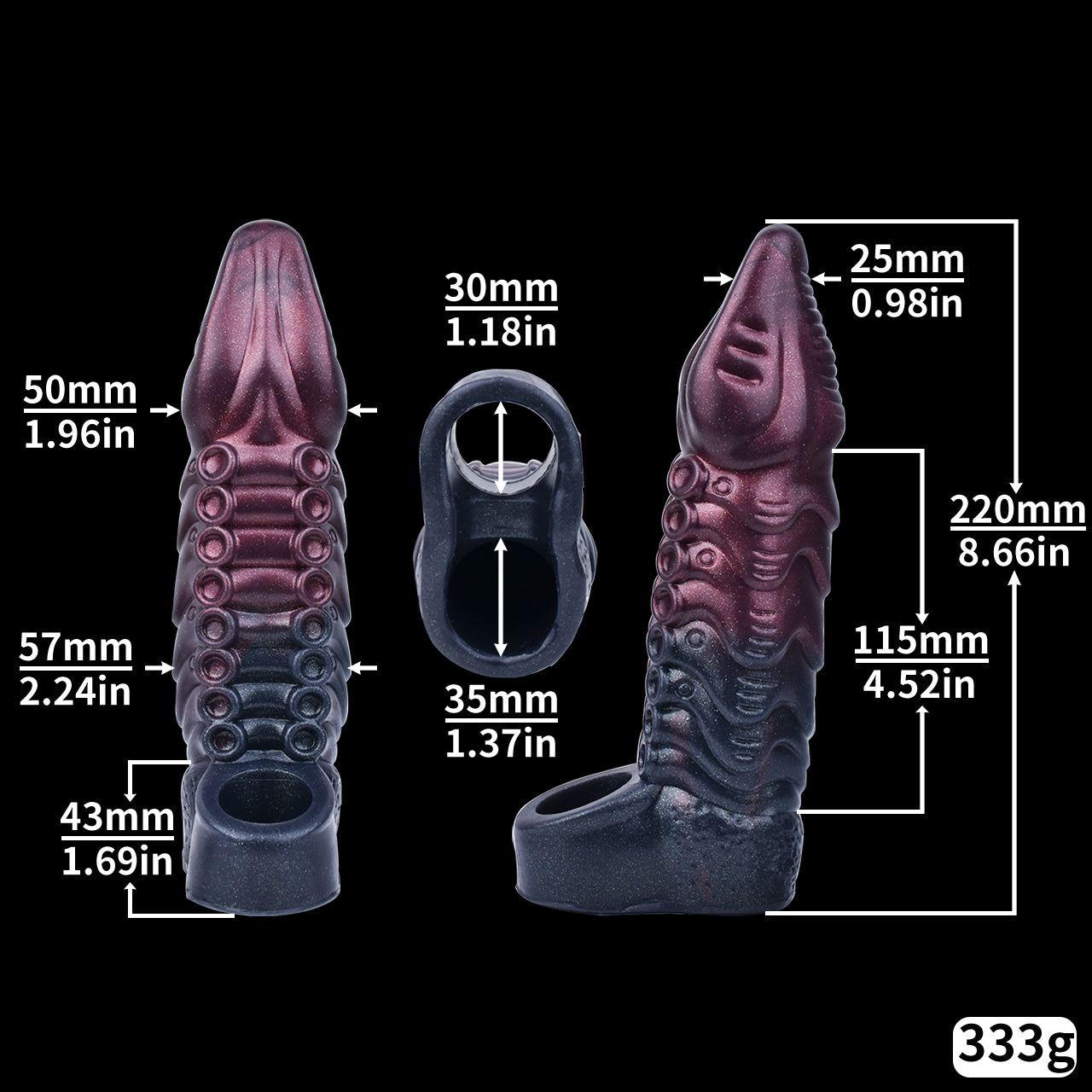 Realistic Fantasy 8 inch Penis Sleeve - Tentacle Dick Extender Sex Toys for Men