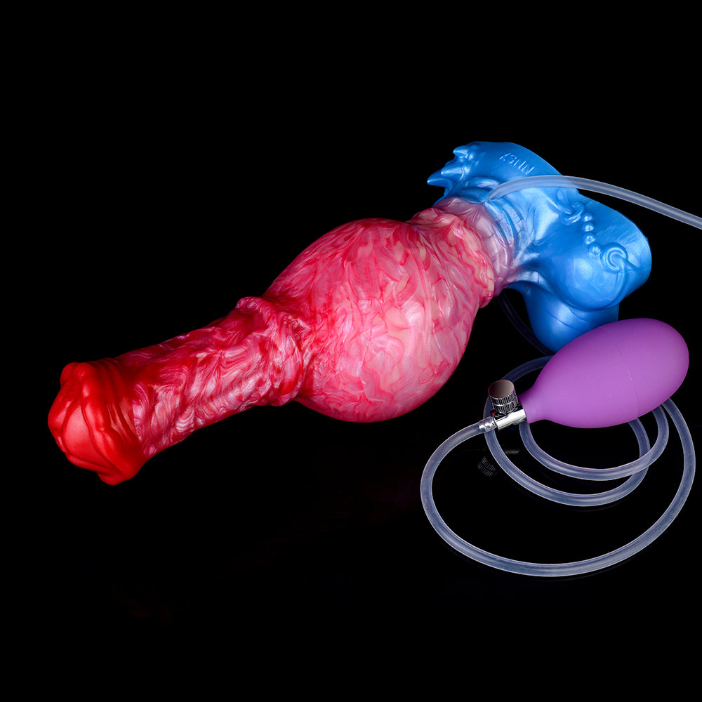 Inflating Squirting Dildo With Giant Testicle Base-Stimulation G-Spot Female Masturbation