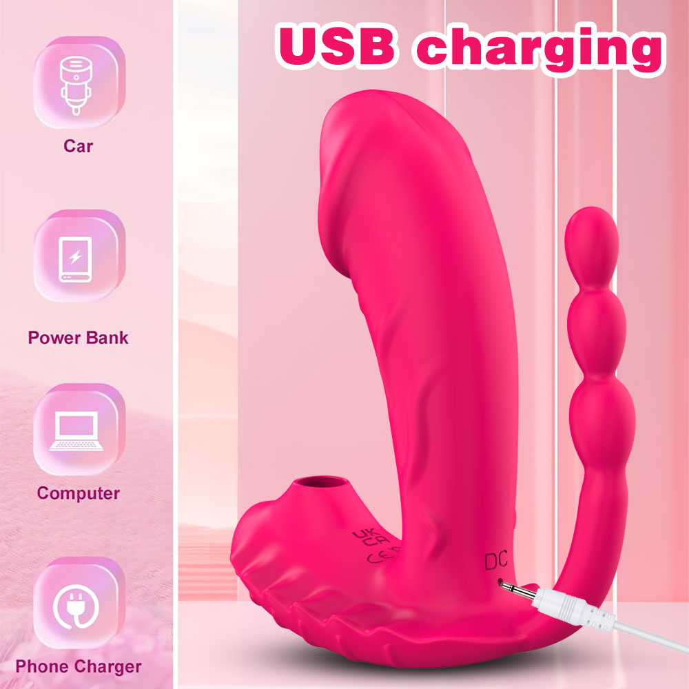 Insertable Vibrating Dildo with Anal Beads — Anchor-Style Sex Toys for Dual Stimulation