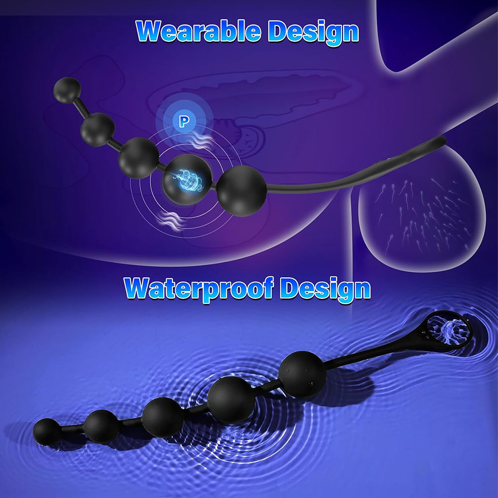 Anal Beaded Butt Plug - App Controlled Vibrator Sex Toys for Men Women