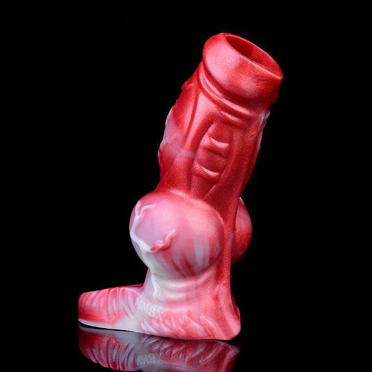 Extensor de pene de silicona realista semicerrado de 15 cm con textura realista