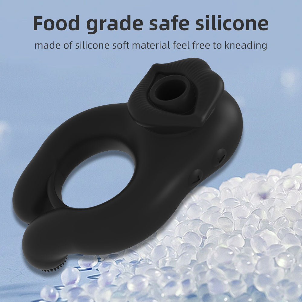 Silicone Cock Ring Clit Suction - Couples Sex Toys for Multi-Point Stimulation