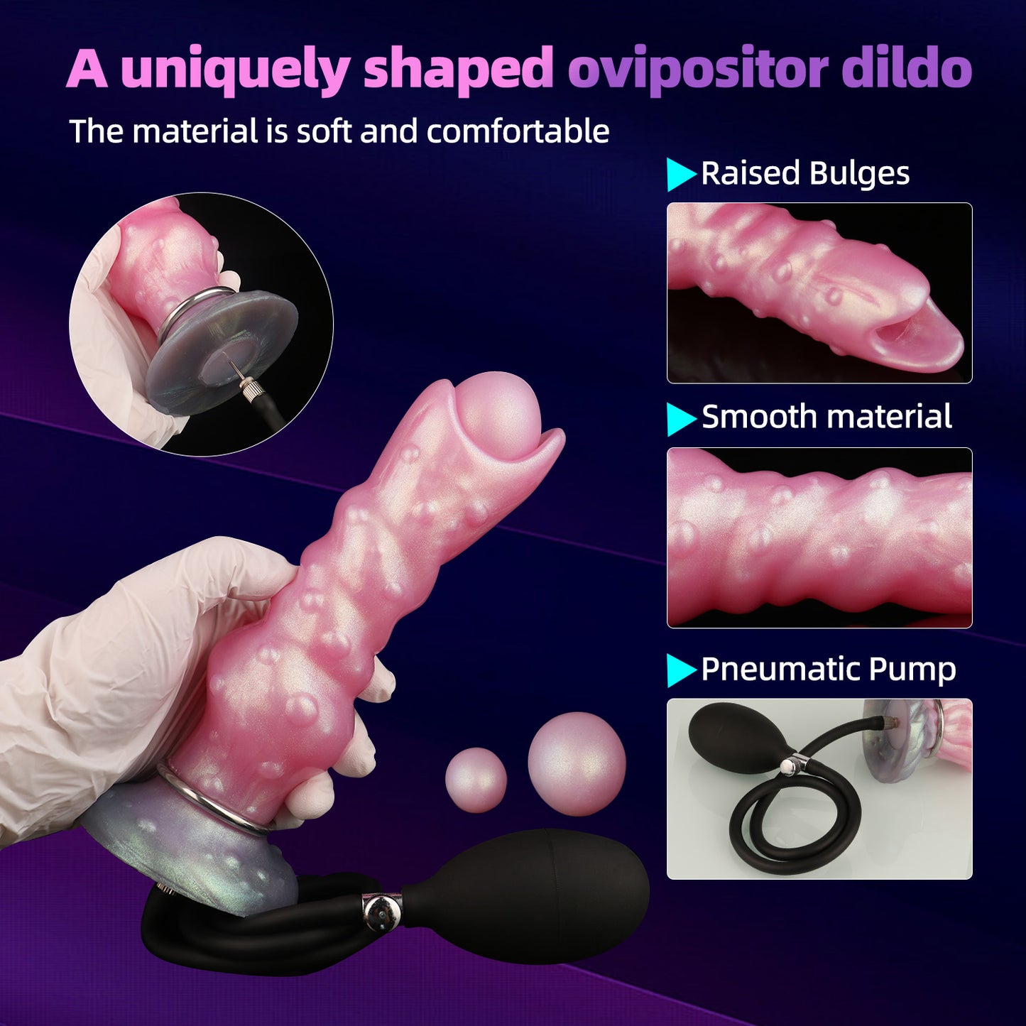 Consolador ovipositor de fantasía para perros, tapón anal en espiral, masturbación femenina con juguete sexual