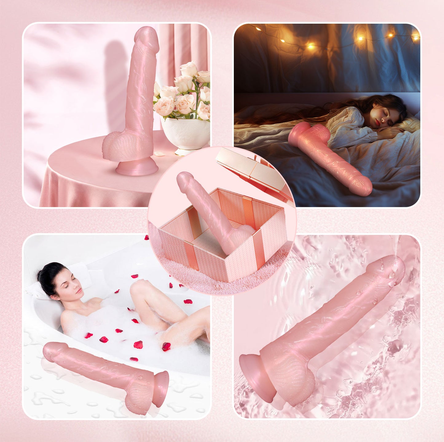 Strap On Realistic Dildo Butt Plug- Pink Silicone Vaginal Masturbation Sex Toys for Women
