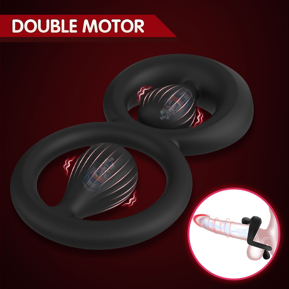 Penis Massage Vibrating Cock Ring-Dual Stimulation & Endurance Booster Sex Game
