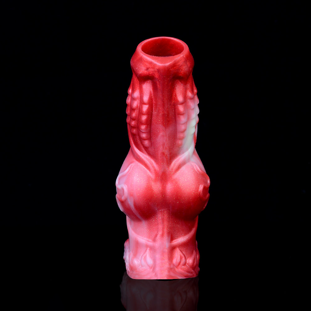 Funda Fantasy Cock para hombres: potenciador de silicona rojo sangre para un alivio suave de la erección