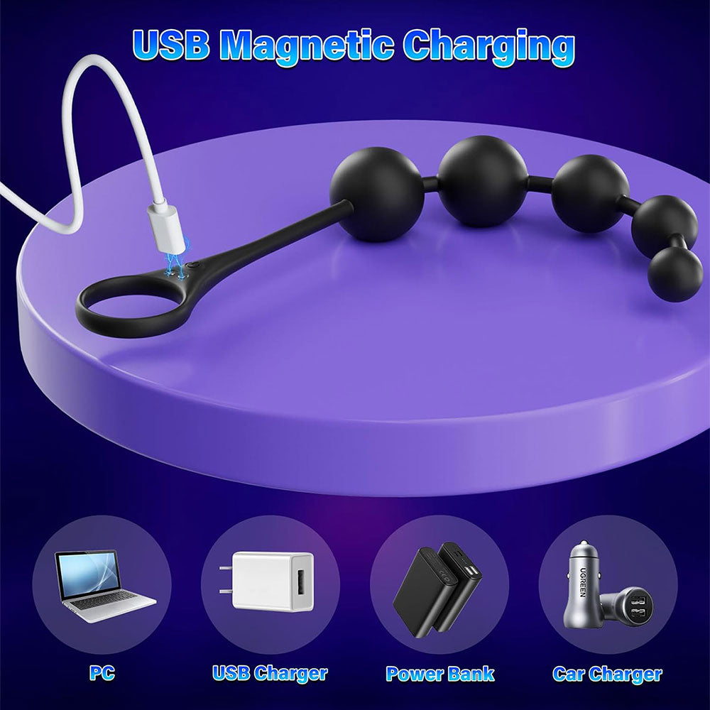 Anal Beaded Butt Plug - App Controlled Vibrator Sex Toys for Men Women