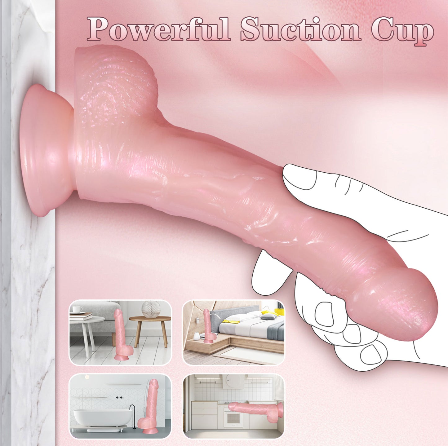 Strap On Realistic Dildo Butt Plug- Pink Silicone Vaginal Masturbation Sex Toys for Women