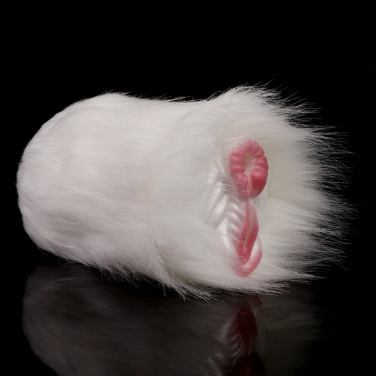 Juguete sexual de peluche con forma de caballo blanco para masturbarse.