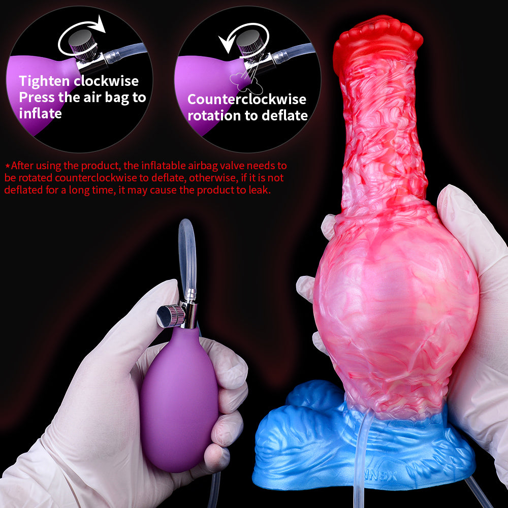 Silicone Fantasy Inflatable Squirting Dildo - Insertable Vaginal Expansion Women Masturbation Sex Toys